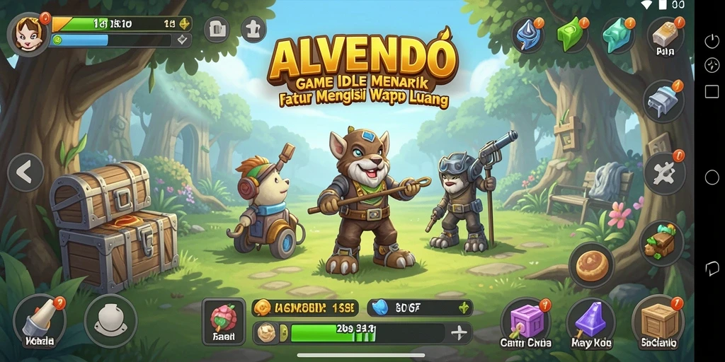 Tangkapan layar gameplay ALVENDO yang menampilkan aksi karakter dalam mode Idle.