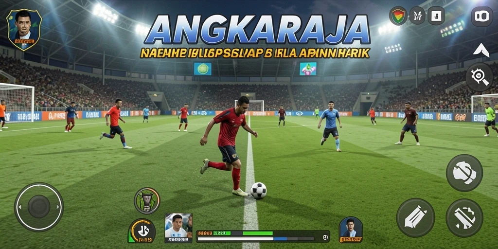 Tampilan gameplay ANGKARAJA yang menakjubkan saat pertandingan sepak bola.