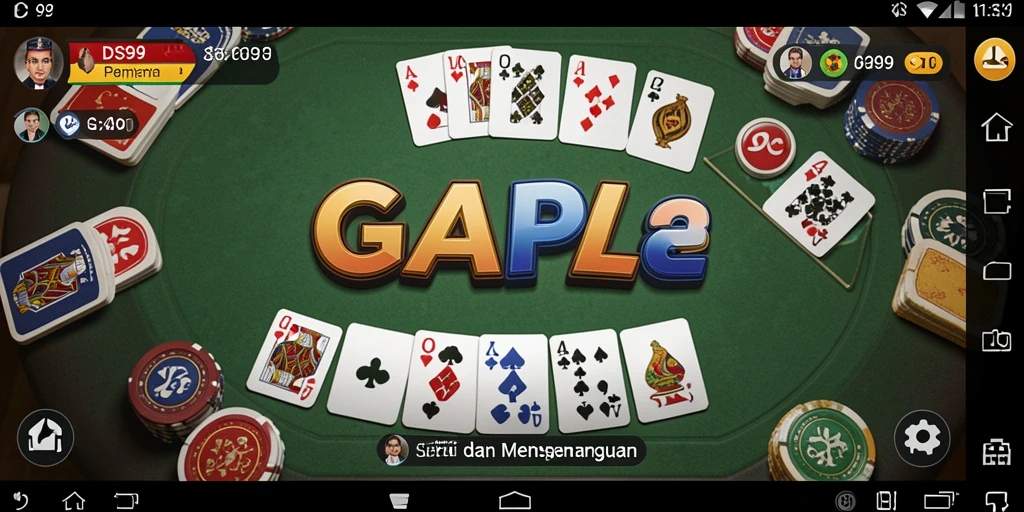 Tampilan gameplay seru dalam DS99 yang melibatkan strategi Gaple.