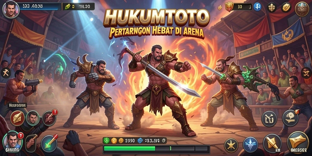 Gameplay seru HUKUMTOTO dengan pertarungan yang mendebarkan.