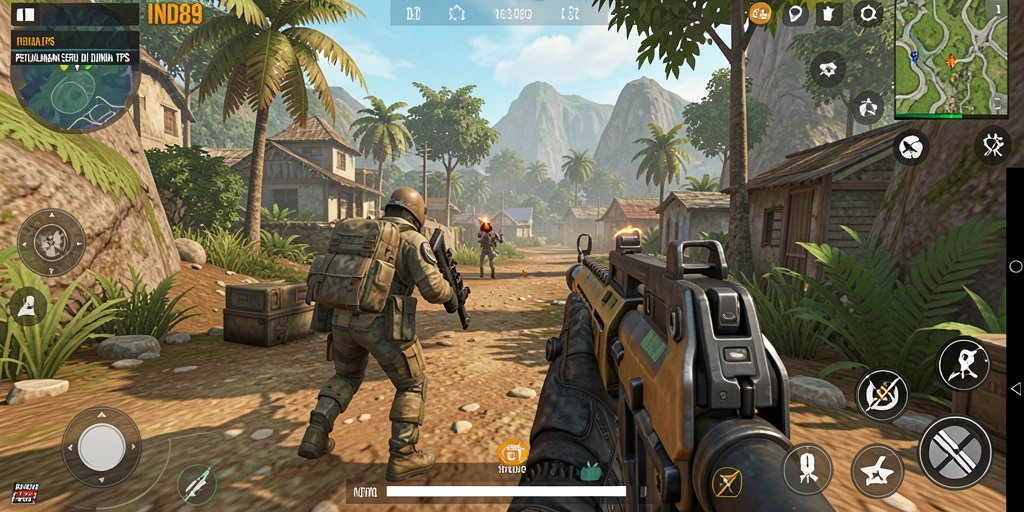 Screenshot gameplay IND89 menampilkan aksi menembak yang mendebarkan.
