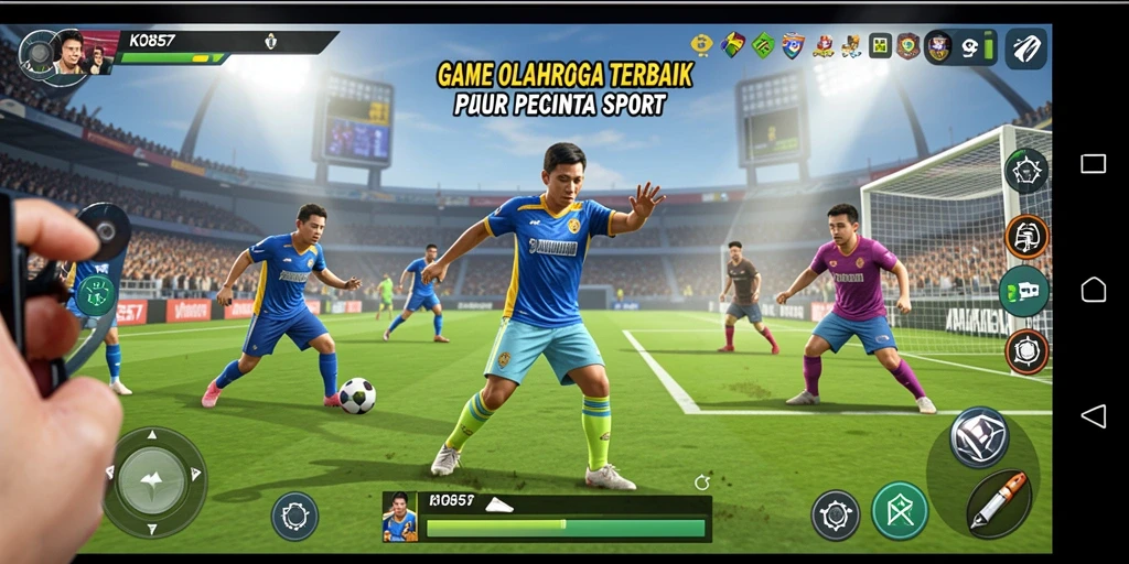 Tangkap layar gameplay KO857 yang menunjukkan pertandingan olahraga yang seru.