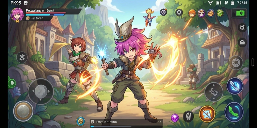 Tampilan gameplay seru dari PK95 dengan karakter Anime ikonik.