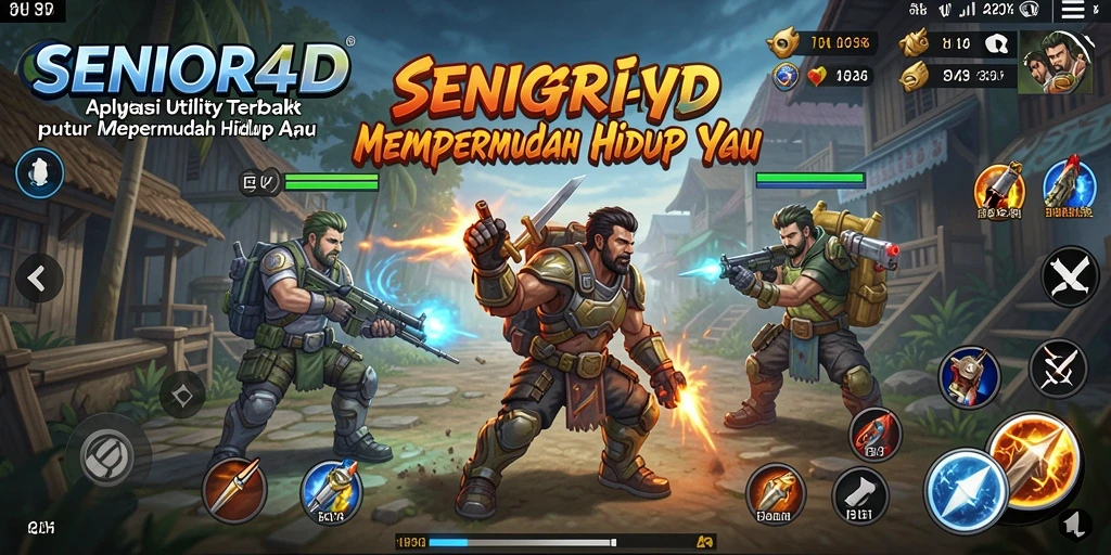 Screenshot utama SENIOR4D menunjukkan tampilan antarmuka yang sederhana dan fungsional.