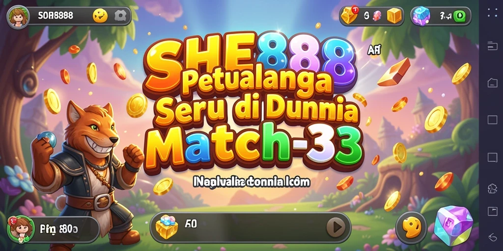 Screenshot gameplay <strong>SHE888</strong> menampilkan keseruan mencocokkan item dalam permainan Match-3.